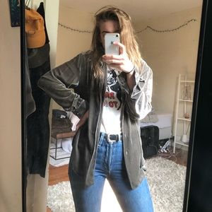 Allison Taylor Velvet Gray Button Up Shirt